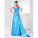 Trumpet/ Mermaid Strapless Sweep/ Brush Train Stretch Satin Evening Dress