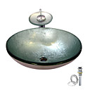 Silber gehärtetem Glas Schiff sinken mit Wasserfall Wasserhahn, Pop - up abtropfen lassen und Montagering