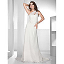 A-line One Shoulder Court Train Chiffon  Evening Dress With Appliques