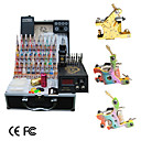 3 Cast Iron Tattoo Guns Kit with LCD Power and 40 Color Ink