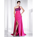 A-line Strapless Sweep/ Brush Train Chiffon Evening Dress