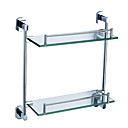 2-tier chromé verre solide laiton satiné plateau avec une base carré rond et le cylindre commune
