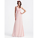 A-line V-neck Floor-length Chiffon Bridesmaid Dress With Criss-Cross Bodice