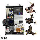 3 handmade Damaskus Tattoo Gun Kit mit LCD Power