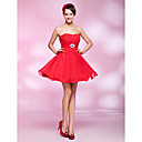 A-line Strapless Short/Mini Chiffon Cocktail Dress