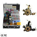 2 Cast Iron Tattoo Gun Kit  with LCD Power Supply and 40 Ink