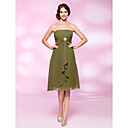 A-line Strapless Knee-length Chiffon Beaded Cocktail Dress