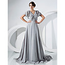 A-line V-neck Sweep/Brush Train Chiffon Evening Dress