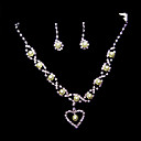 Ladies' Rhinestone/ Imitation Pearl In Silver Alloy Necklace And Earrings Set