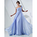 A-line One Shoulder Floor-length Chiffon Evening Dress