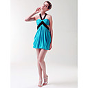 Sheath/ Column Halter Short/ Mini Elastic Silk-like Satin Chiffon Cocktail Dress