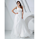 A-line One Shoulder Floor-length Organza And Satin Evening Dress