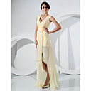 Chiffon Sheath/Column V-neck Asymmetrical Evening Dress inspired by Rosario Dawson