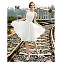 A-line Halter Knee-length Chiffon Wedding Dress