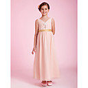 A-line V-neck Ankle-length Chiffon Junior Bridesmaid Dress