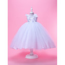 Ball Gown Neck Tea-length Tulle And Taffeta Flower Girl Dress