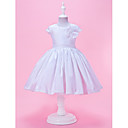 A-line Jewel Neck Knee-Length Taffeta Flower Girl Dress With Short Sleeves
