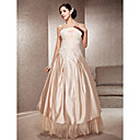 A-line Spaghetti Strap Floor-length Satin And Lace Wedding Dress
