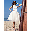 Audrey Hepburn Funny Face Ball Gown Bateau Knee-length Satin Tulle Wedding Dress