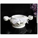 White Ceramic Candle Holder With Rose Detail