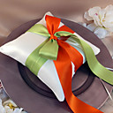 Ring Pillow With Red And Green Ribbons