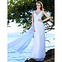 Chiffon Sheath/ Column with Watteau Train and Beading Wedding Dresses