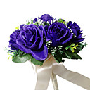 Royal Purple Satin Rose Bridal Bouquet