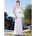 Sheath/Column V-neck Floor-length Chiffon Wedding Dress