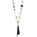 Black Gem With Silver Alloy Chain Necklace