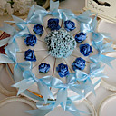 White Cake Favor Box With Blue Rose & Bow (Set of 10)
