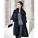 Turndown Collar Half Sleeve Fox Fur/Lamb Fur Party Coat