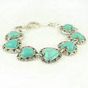 turkoois en zilver legering hart charme toggle armband
