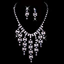 Silver Rhinestone Tassels Necklace And Earring Set