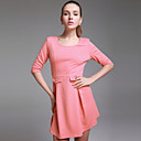 TS Round Neck Waist Button Skater Dress