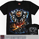 Skull Flare Print Round Collar T-shirt