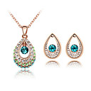 cristaux design des gouttelettes d'eau et le collier en alliage de platine plaqué boucles d'oreilles