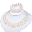 Beautiful Freshwater Pearl Ladies' Jewelry Set Including Necklace And Bracelet