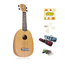 yadars - ukulele soprano mogno com tubo show saco / pitch / picaretas / capo (forma de abacaxi)