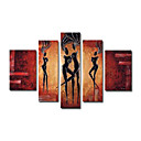 Hand-painted Abstract Oil Painting with Stretched Frame - Set of 5