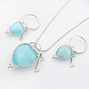Luxurious Crystal Two Piece Sterling Silver Wrought Heart Ladies Necklace and Earrings Jewelry Set