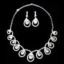 zilveren strass twee stuk dames 'embedded-gem ontwerp bruiloft sieraden set (45 cm)