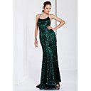 Trumpet/ Mermaid Spaghetti Straps Sweep/ Brush Train Sequined Evening Dress