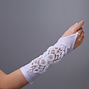 luvas de cetim de noiva de cotovelo dedos de comprimento com beading