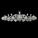 liga de prata de strass e pérola artística flor nupcial tiara