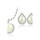 Exquisite Pearl With Rhinestone Ladies' Jewelry Set Including Necklace and Earrings