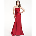 Trumpet/Mermaid Sweetheart Floor-length Satin Bridesmaid Dress With Flower(s)