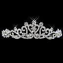 elegante liga de prata de strass e pérolas tiara nupcial