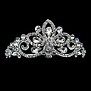 liga de prata de strass e pérola elegante flor nupcial tiara