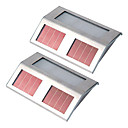 Set of 2 White Solar Powered LED Light Pathway Path Step Stair Wall Mounted Garden Lamp