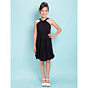 Sheath/Column Straps Knee-length Chiffon Junior Bridesmaid Dress